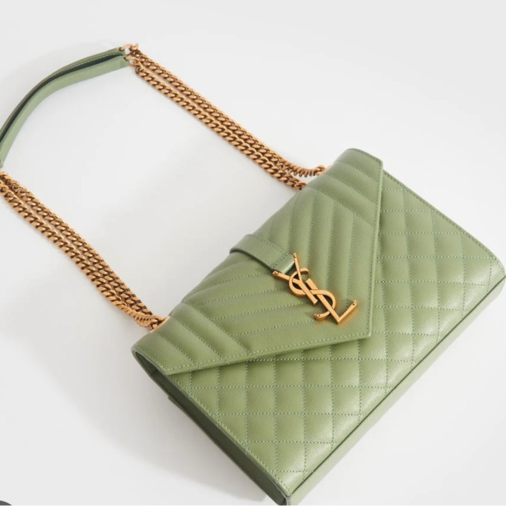 Saint Laurent Quilted Green Bag